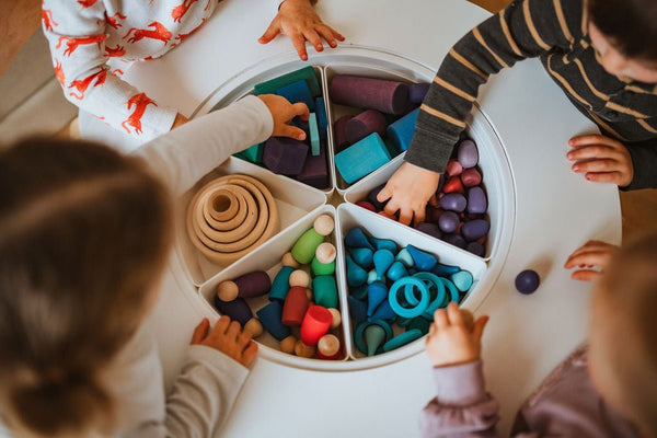 Wooden Sensory Table for Toddlers - 4-in-1 Montessori Activity Table - Little Treasures