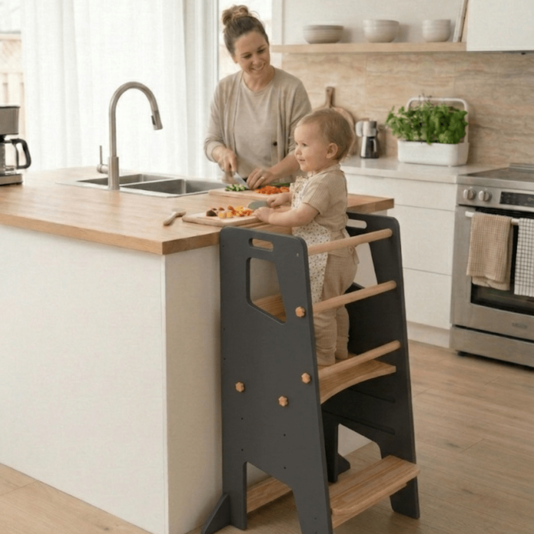 Learning Tower - Kitchen Helper Stool - Dark Grey - Little Treasures