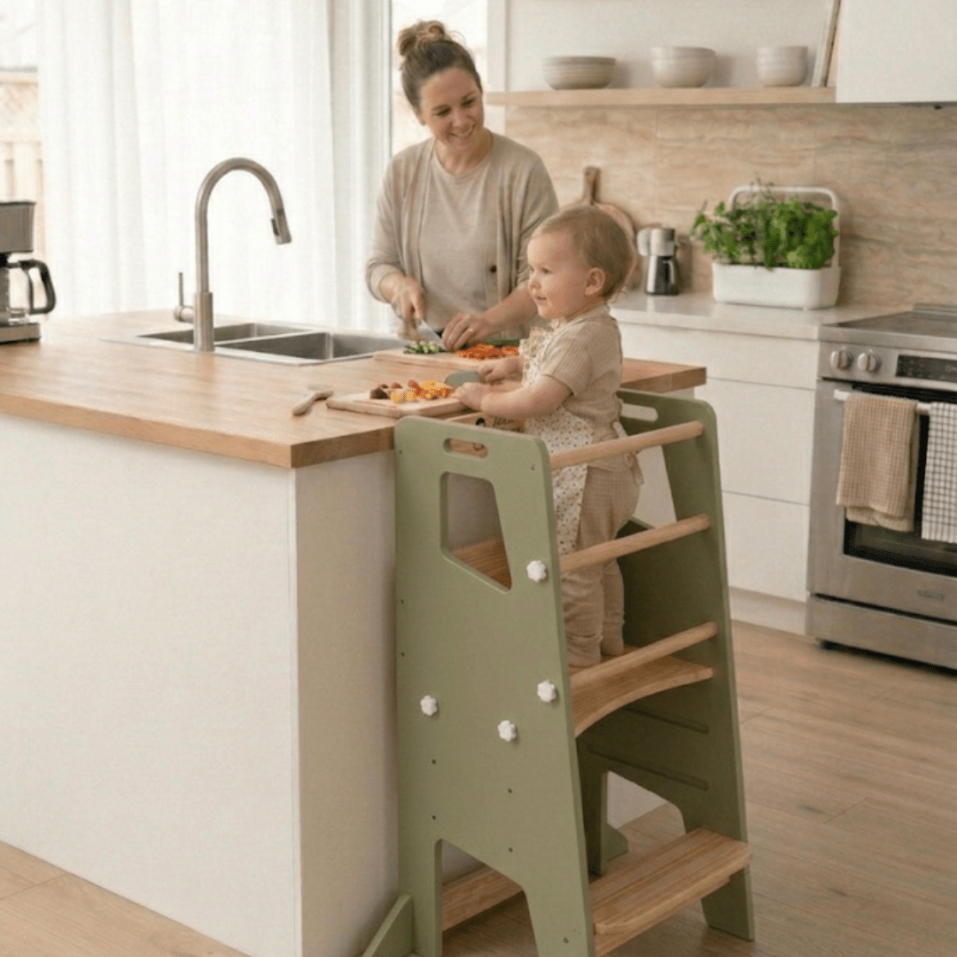 Learning Tower - Kitchen Helper Stool - Sage - Little Treasures