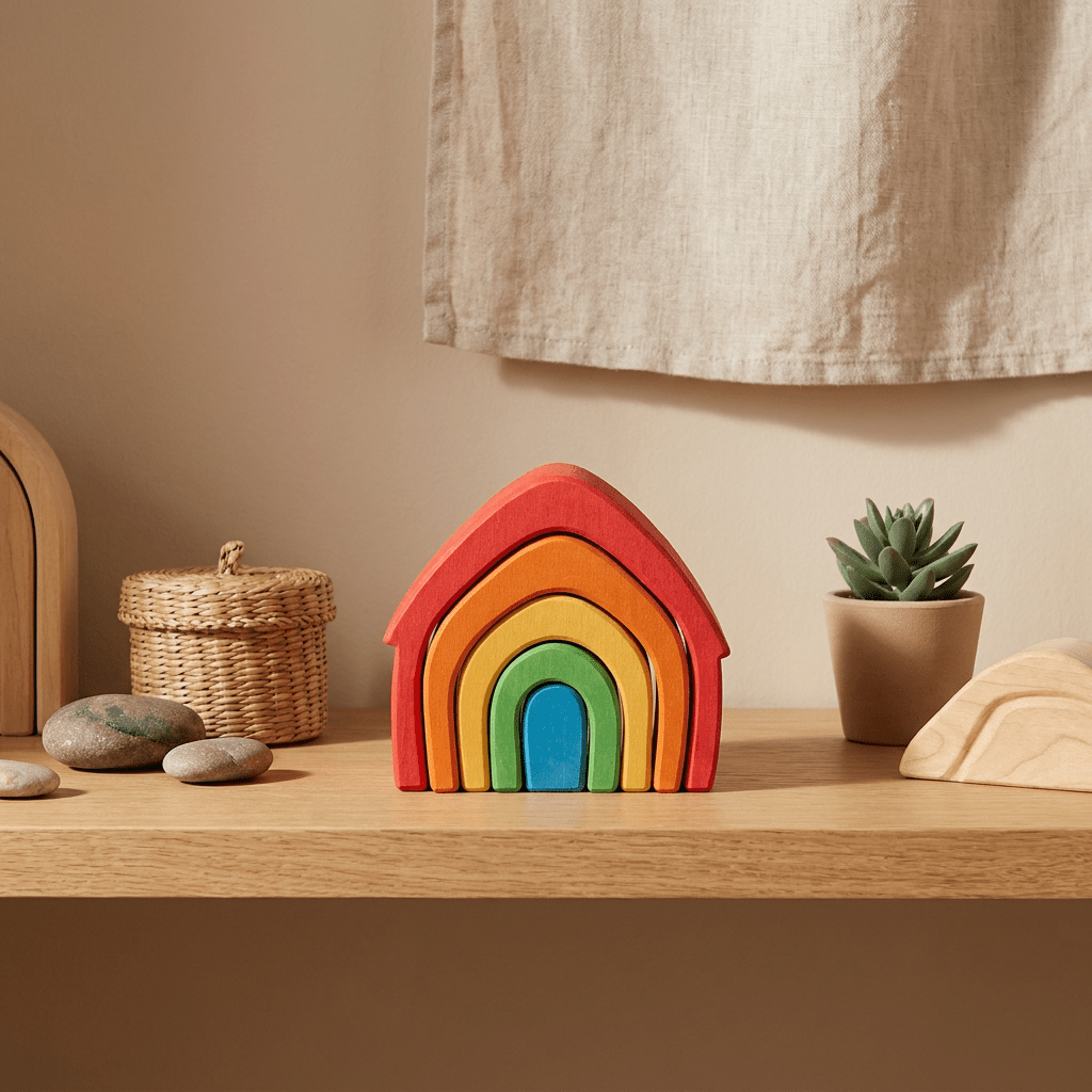 Montessori Rainbow House Stacker - Little Treasures