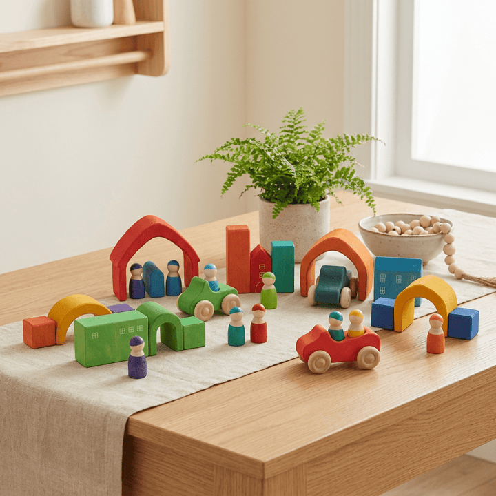 Montessori Wooden Cars and Peg Dolls - Little Treasures