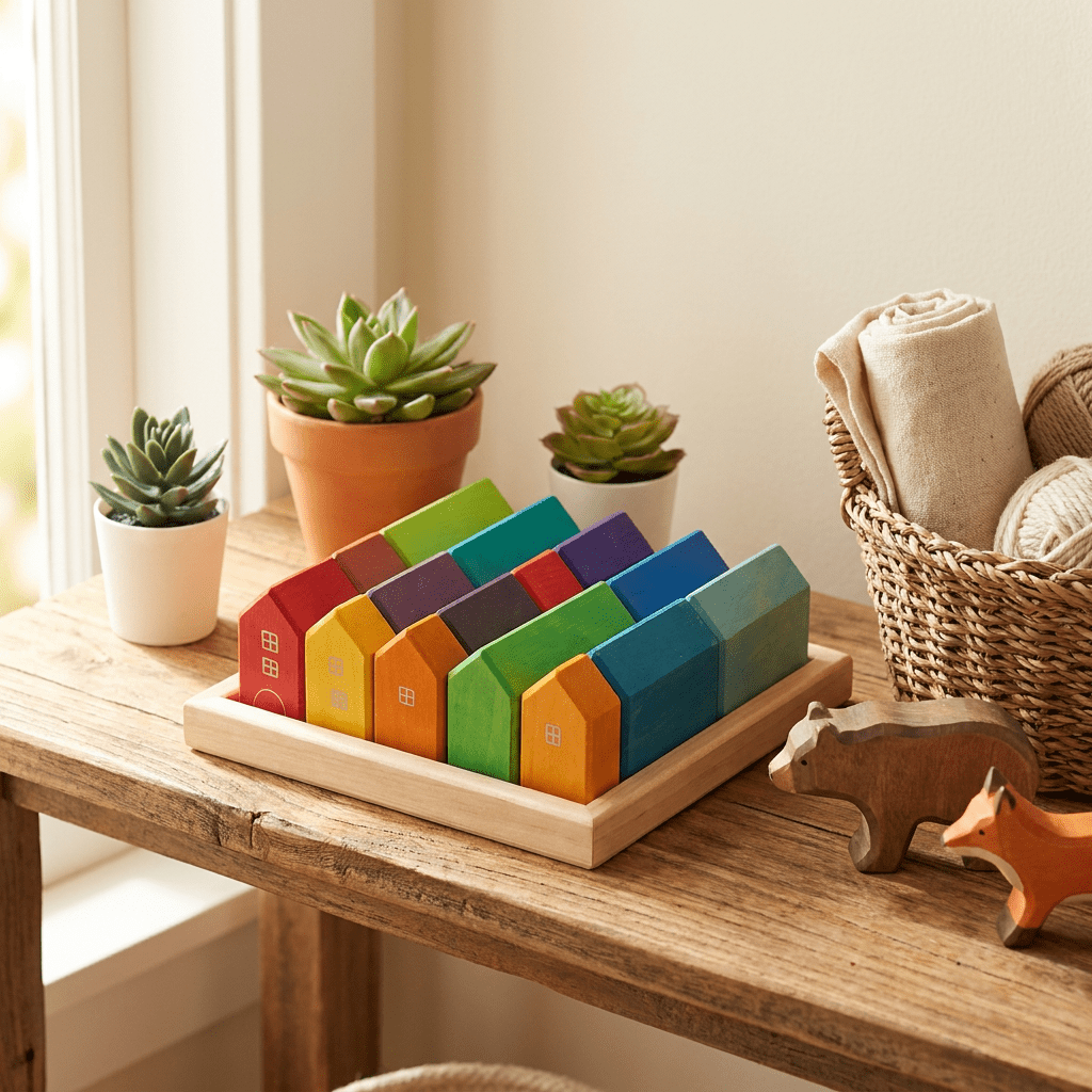 Montessori Wooden Houses Set - Little Treasures