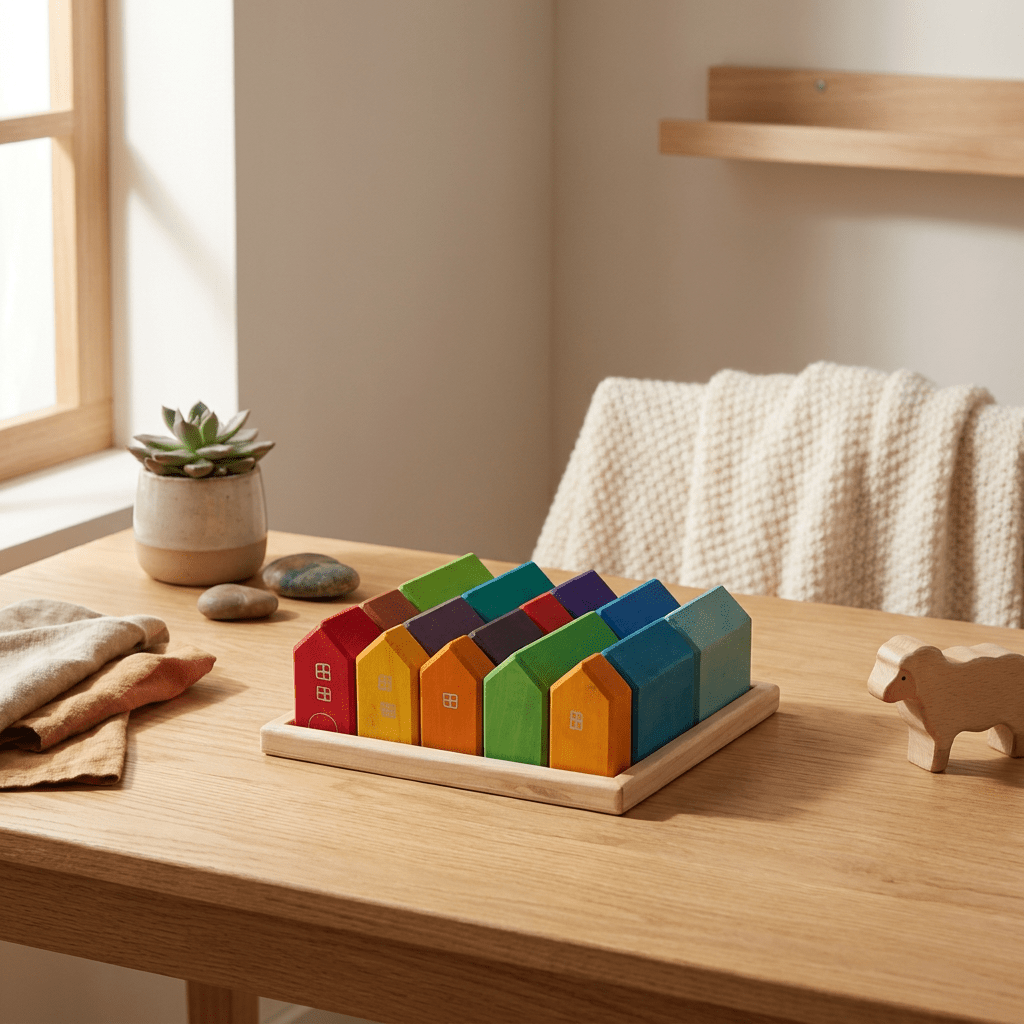 Montessori Wooden Houses Set - Little Treasures