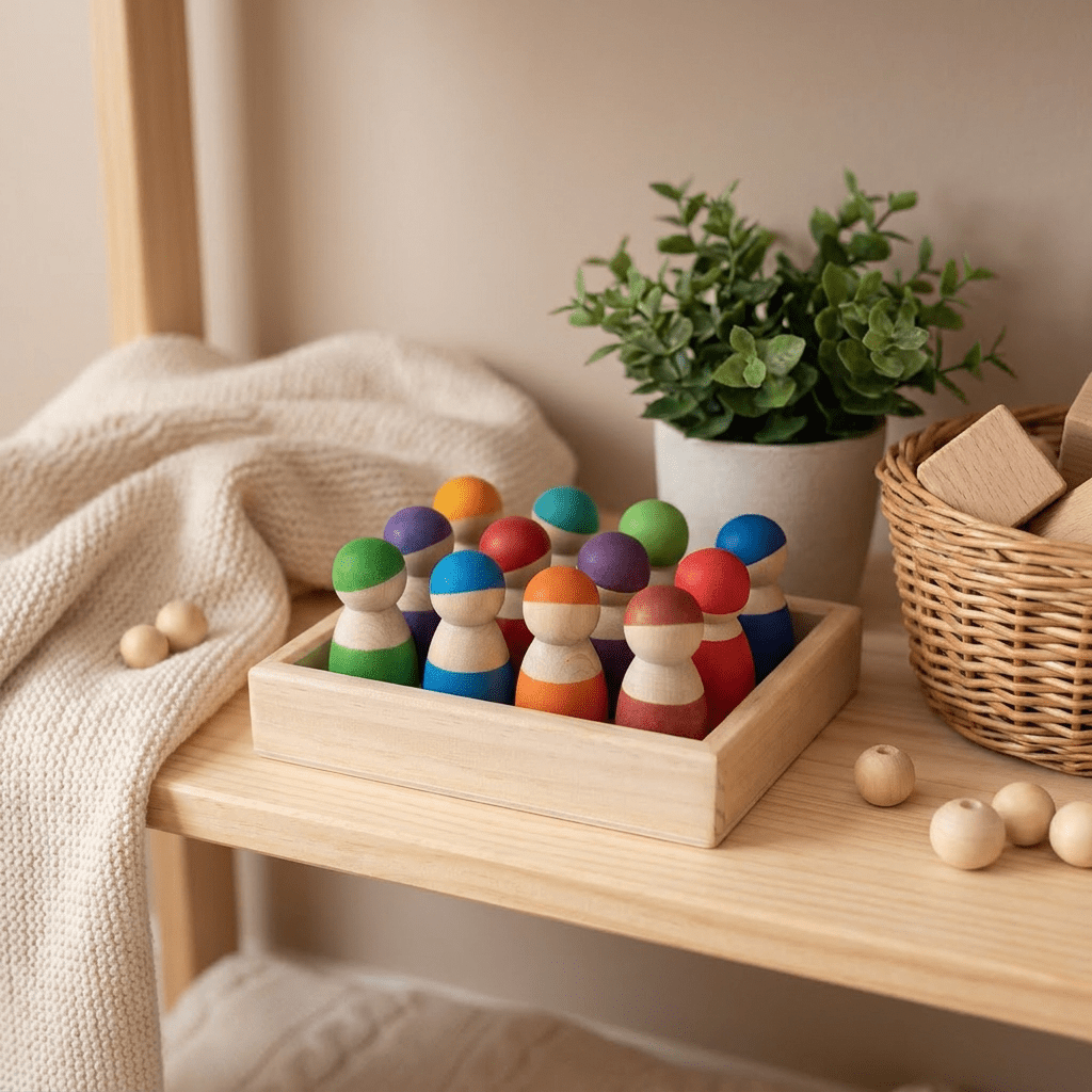 Montessori Wooden Peg Dolls Set - Little Treasures