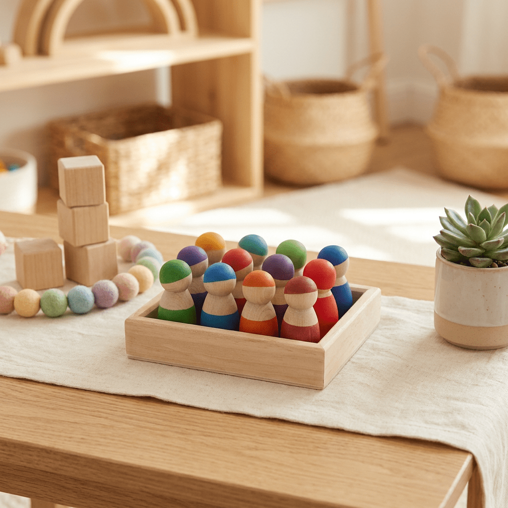 Montessori Wooden Peg Dolls Set - Little Treasures