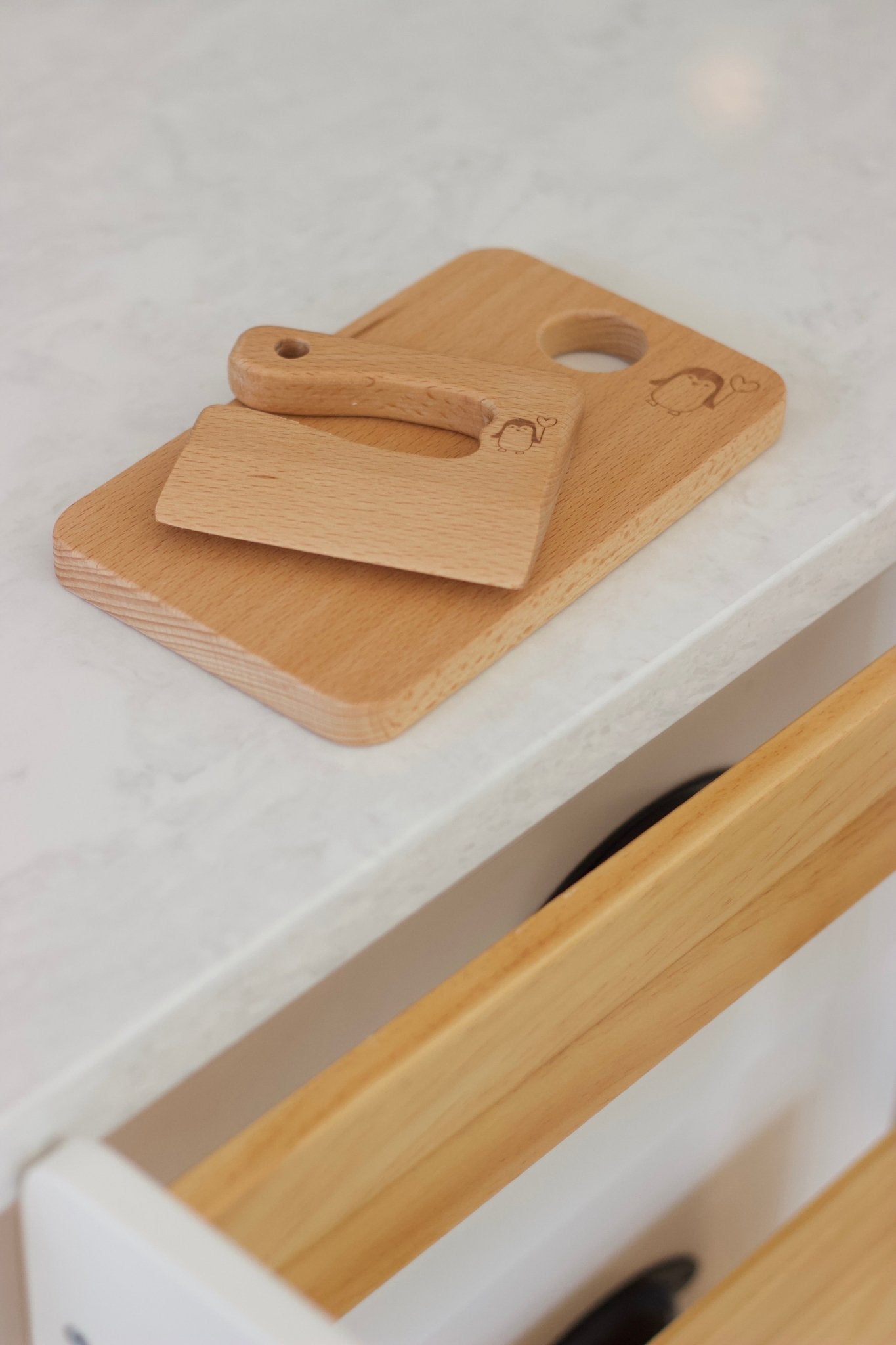 Toddler Safe Wooden Knife & Cutting Board Set - Little Treasures