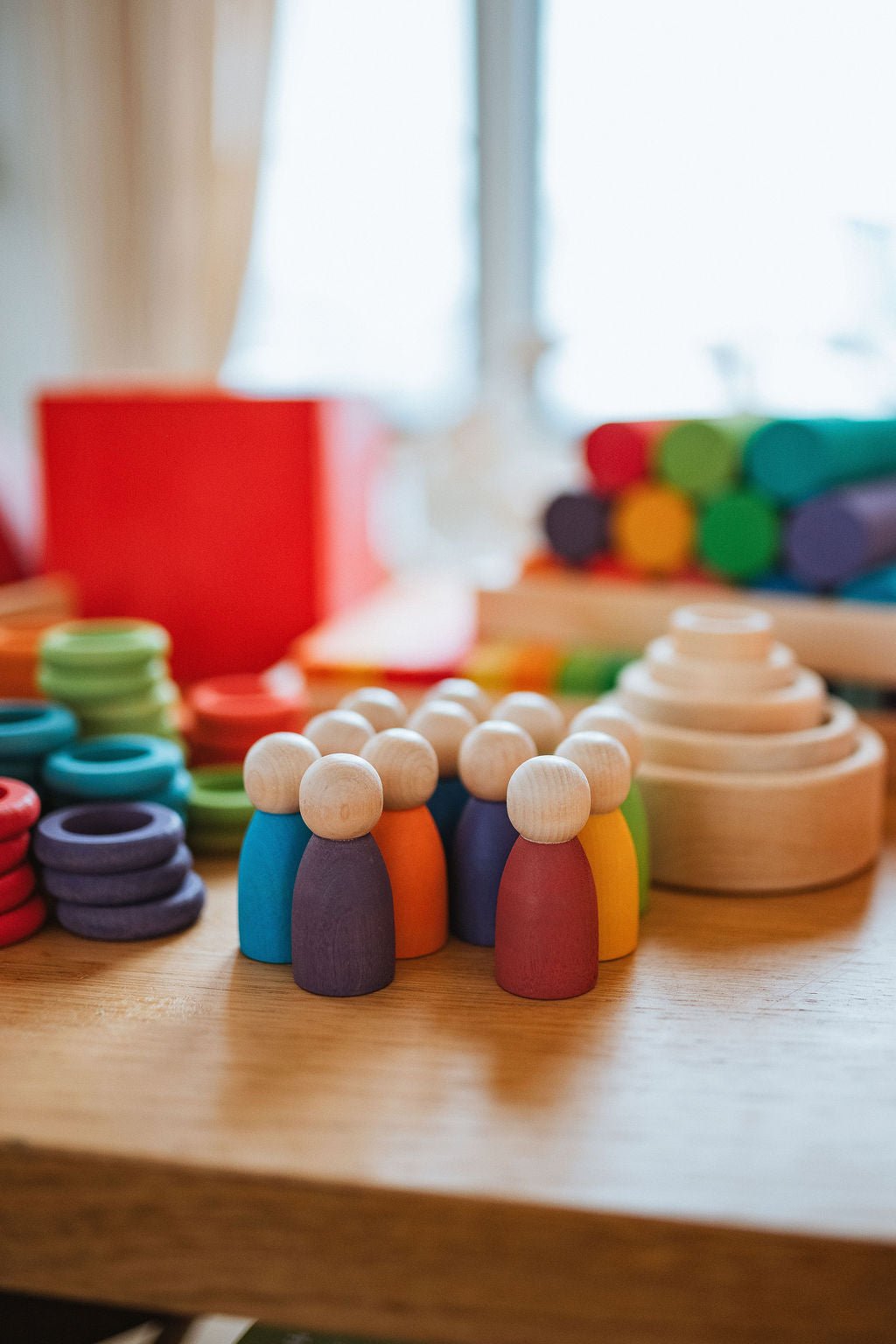 Wooden Rings & Peg Dolls Set - Little Treasures